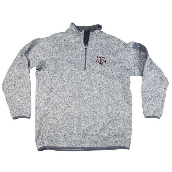 Antigua Texas A&M Aggies Mens Heather Gray Half-Zip Pullover Fleece Jacket XL - Picture 1 of 11